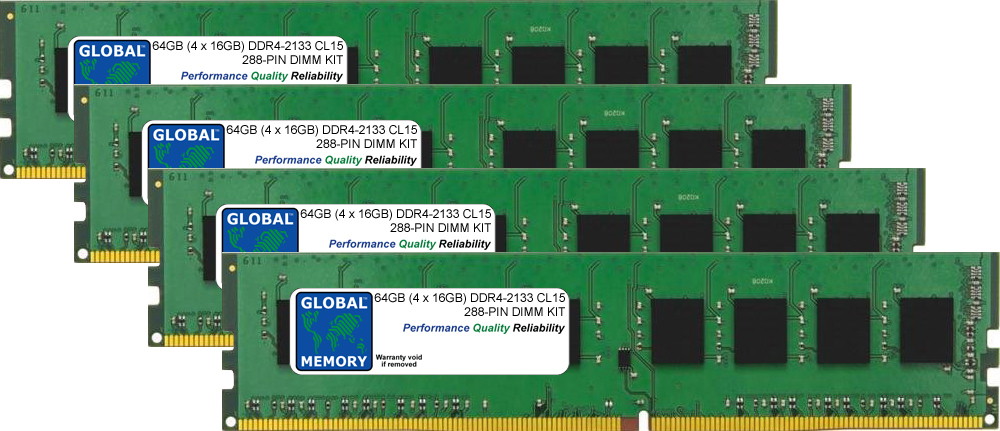64GB (4 x 16GB) DDR4 2133MHz PC4-17000 288-PIN DIMM MEMORY RAM KIT FOR FUJITSU PC DESKTOPS